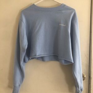 Baby blue “blessed” crop crewneck